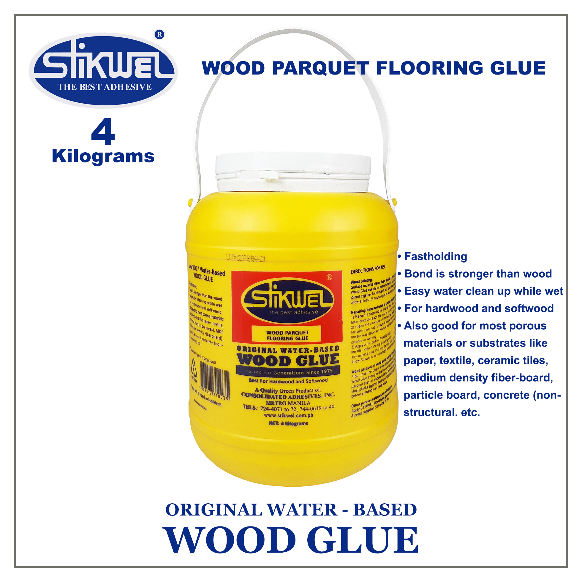 Stikwel Adhesive Wood Parquet Flooring Glue Water Based Wood Glue