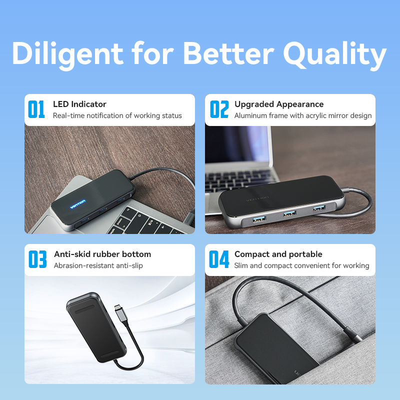 COD】Vention USB Type C Docking Station Thunderbolt 3 Dock HUB Adapter Multi  function USB C to HDMI VGA USB Gigabit Ethernet TF SD PD Docking Station  Mirrored Surface For Apple Macbook iPad