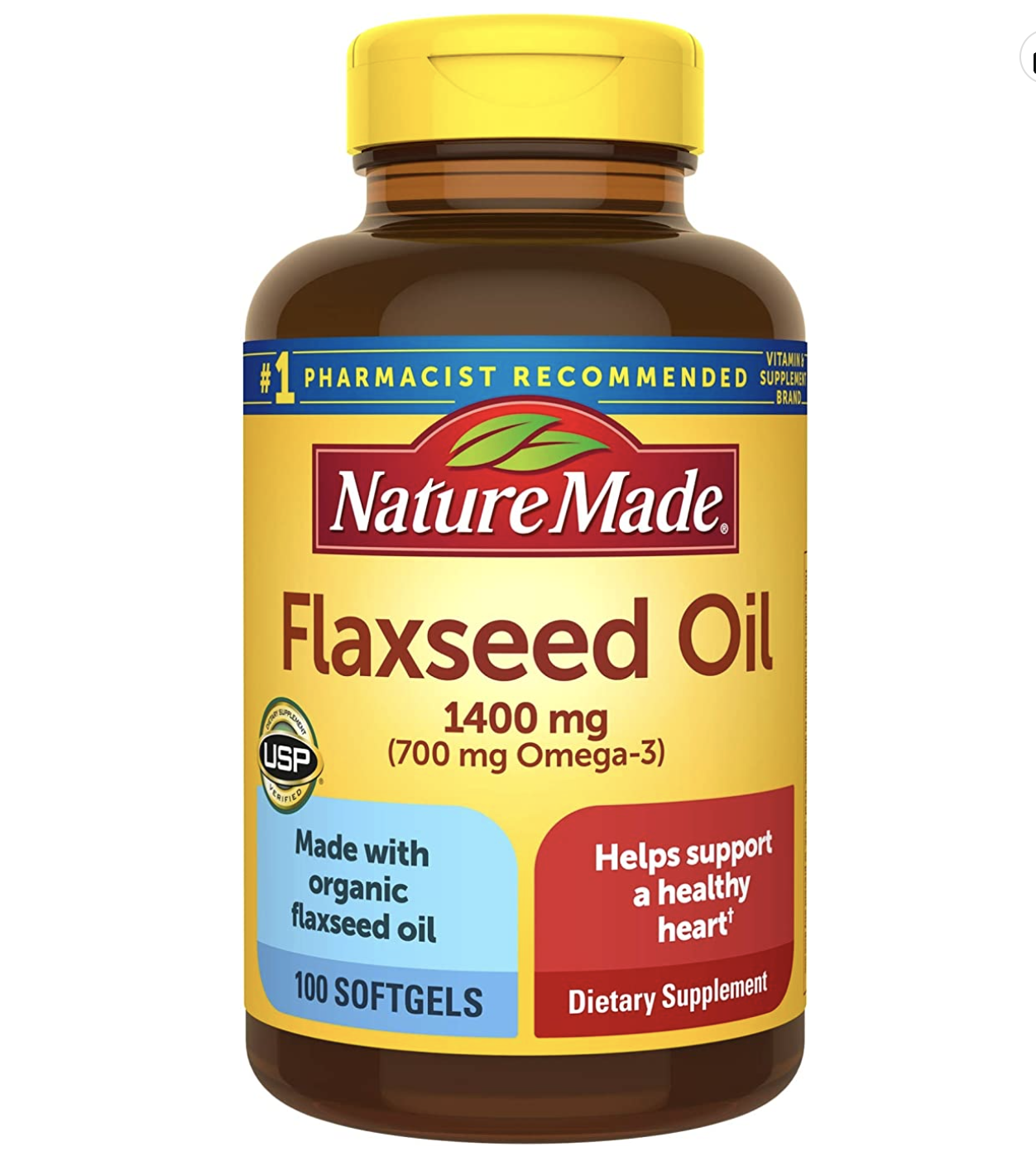 Nature Made Extra Strength Flaxseed Oil 1400 mg, 100 sgels 100 days