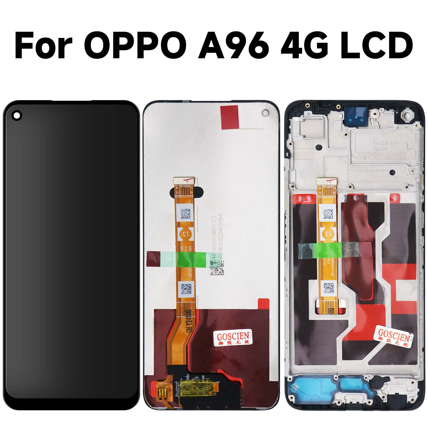 RongZy LCD Schermo per Oppo A96 4G di Ricambio Display Touch Screen Digitizer Parti di Riparazione per Oppo A96 4G CPH2333 LCD Display con Strumenti(Nero con Cornice, 6.59