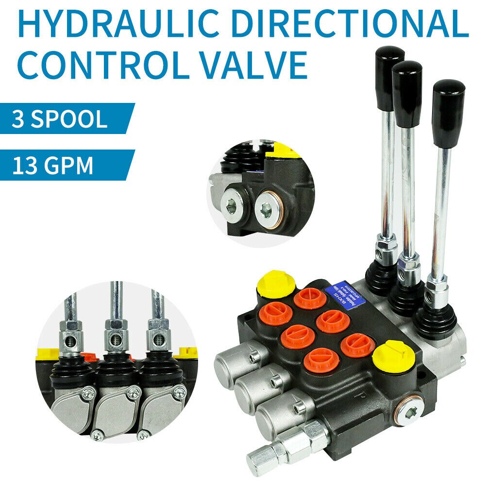 3 Spool Hydraulic Directional Control Valve 13gpm Adjustable Relief ...