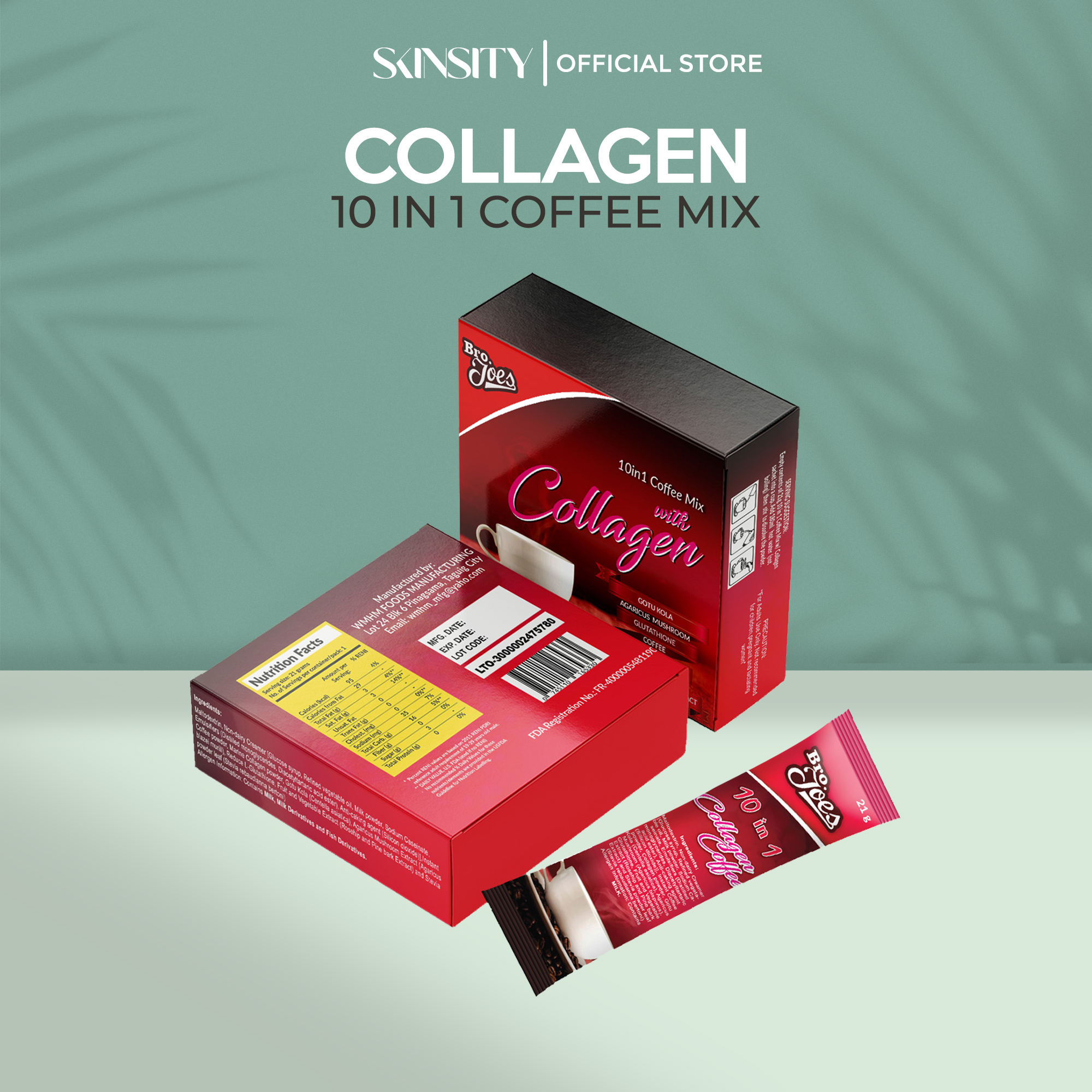 Bro.Joe's Collagen Coffee 10 in 1(1box 10 sachet)With Glutathione