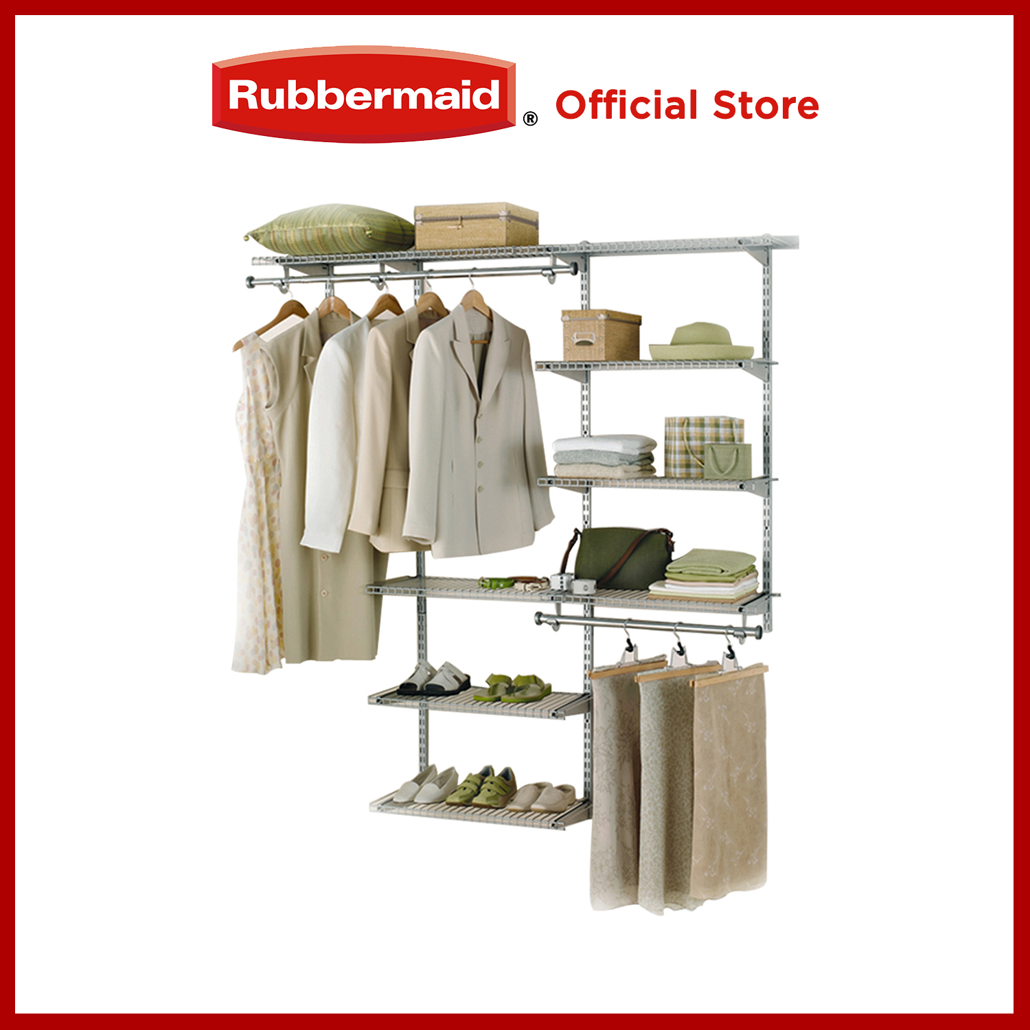 Rubbermaid Configurations Closet Organizer 3'-6' Deluxe Kit - Titanium | 3H88