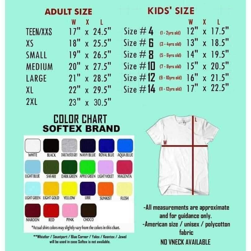 Softex Shirt Size Chart