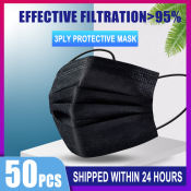 50PCS 3 ply Black Face Mask Disposable Protective Face Shields Mask Surgicals Medicals Black White Mask