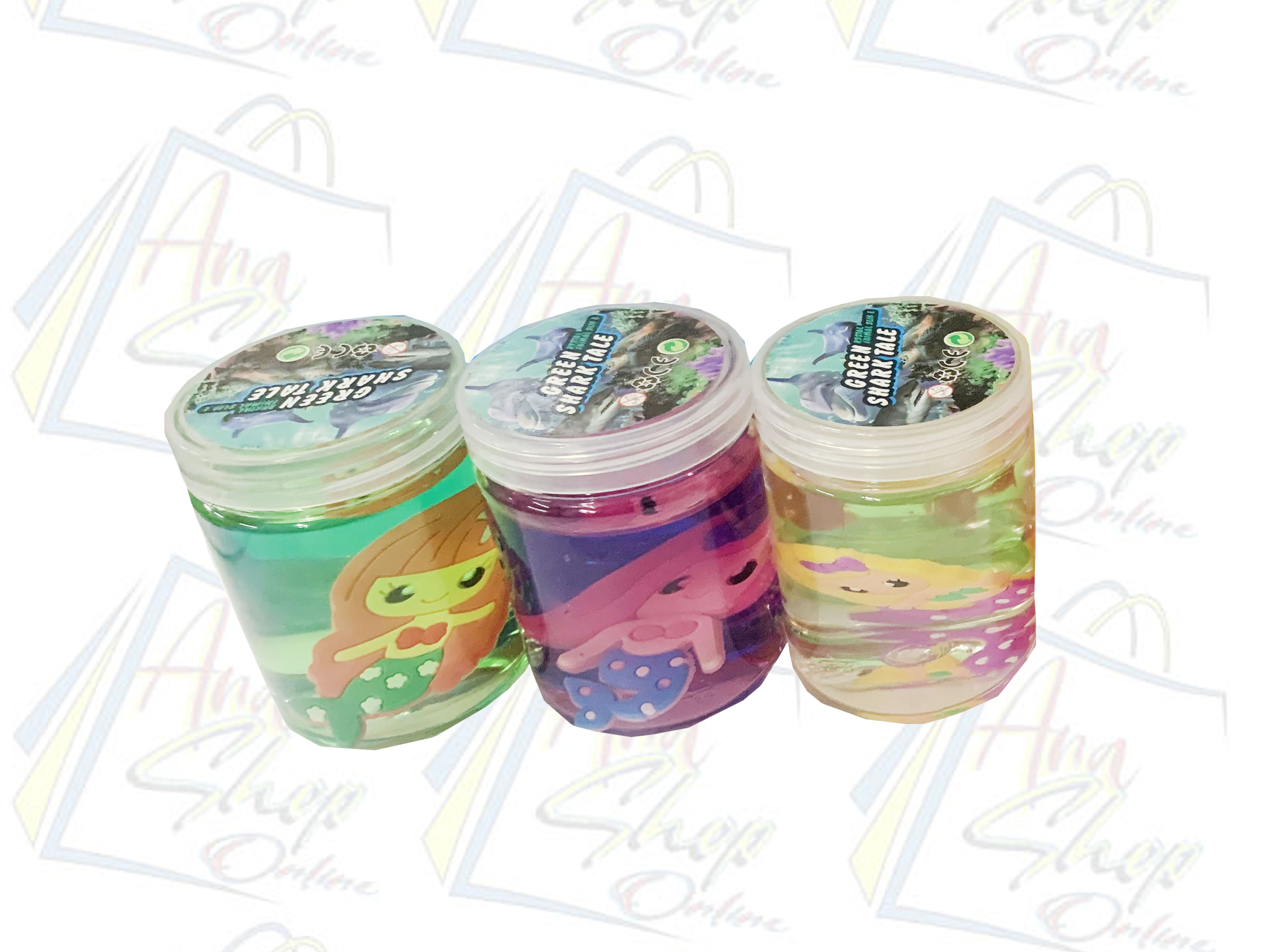 3 Pieces Green Shark Tale Slime Toys Assorted Colors Lazada Ph