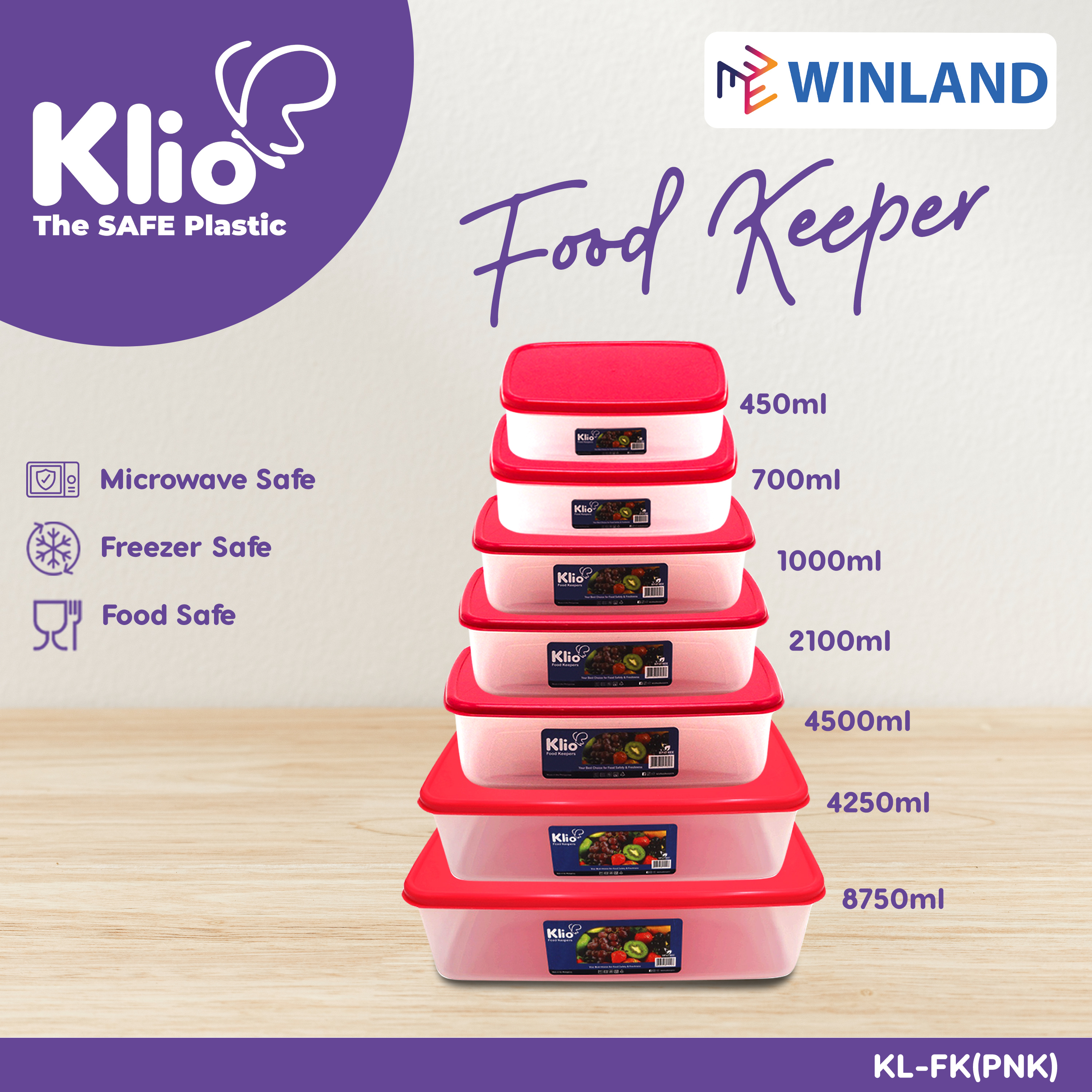KLIO by Winland Rectangular Stackable Food Keeper Plasticware