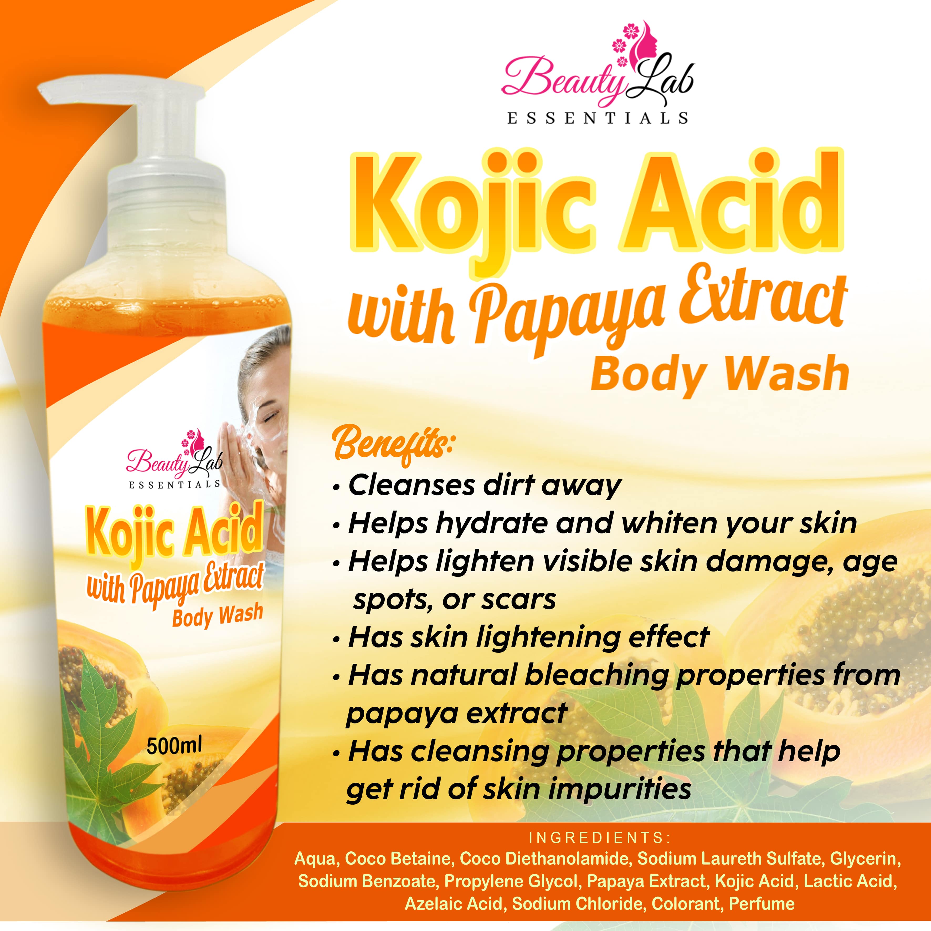 100 Original BeautyLab Essentials Kojic Acid with Papaya Extract Body