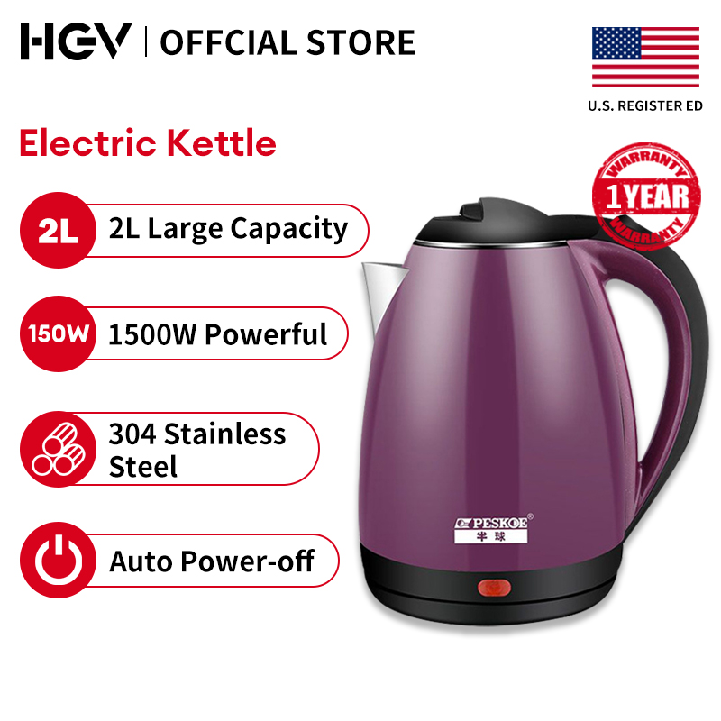 HGV [1 Year Warranty] 2L Electric Kettle 304 Stainless Steel Electric