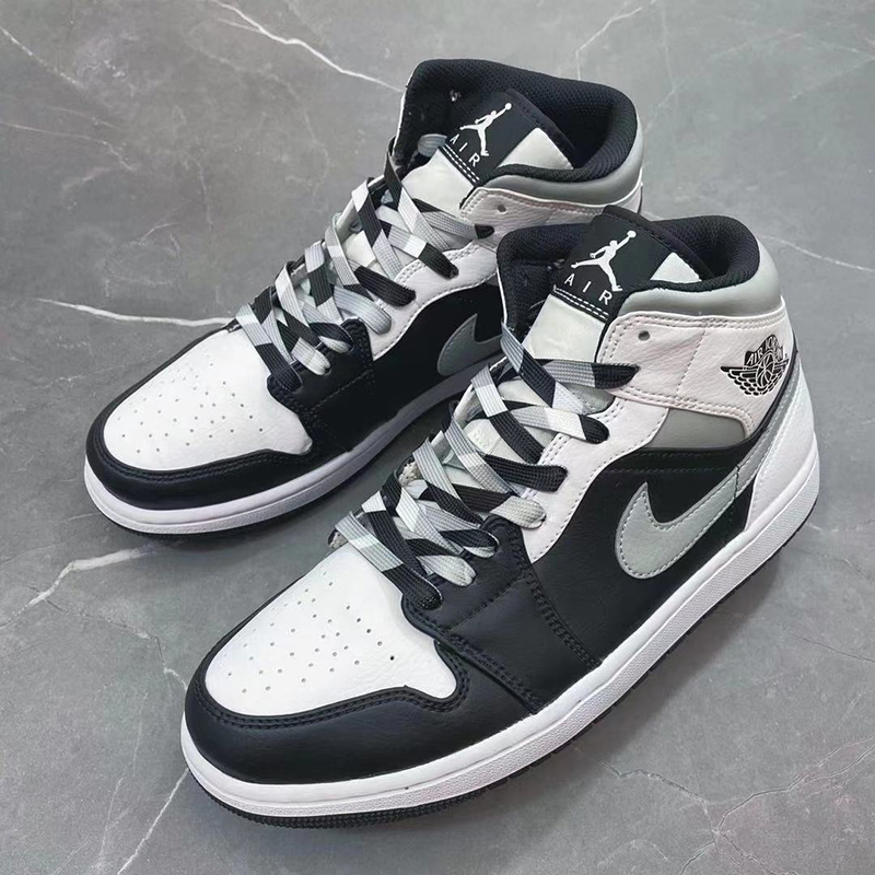 Lovely fairy original adaptation nike Nike AJ1mid panda grey and black ...