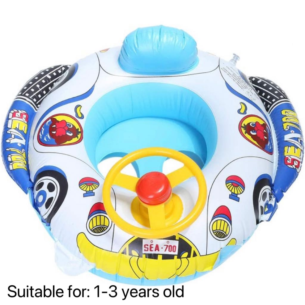 Cute cartoon inflatable pool float,kids swimming ring with seat,boat ...