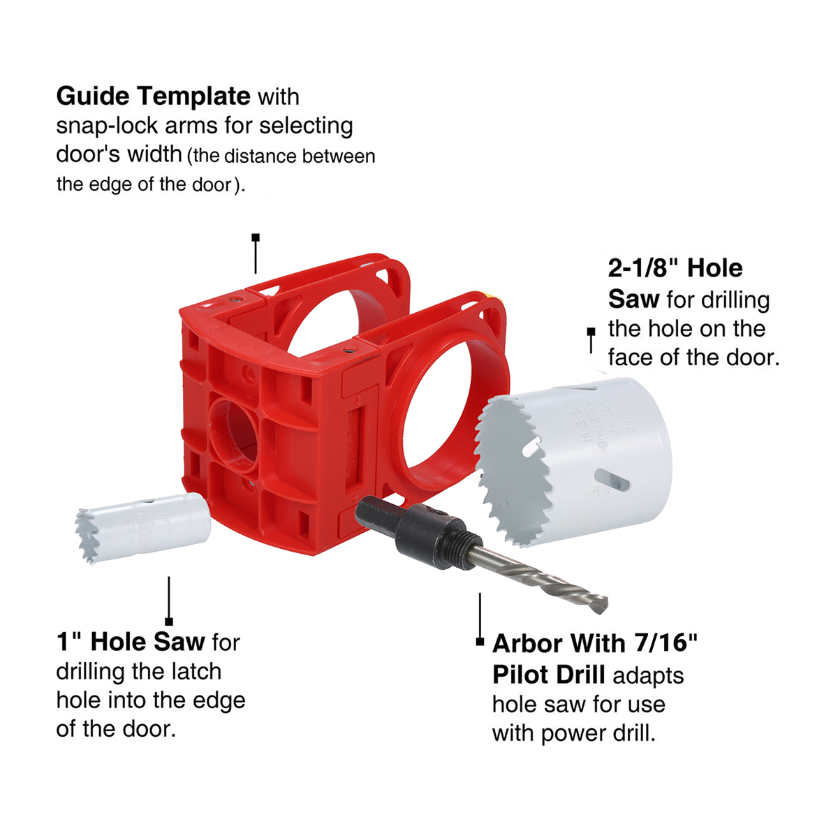 Lock Installation Kit with Guide Template for Wood Doors bewine ThaiPick