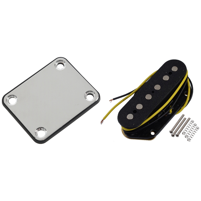 1ชุดเพลทยึดคอกีต้าร์พร้อม Rubbermat & 1ชุด Tele Pickups Alnico 5สีดำ Tele Bridge Pickup