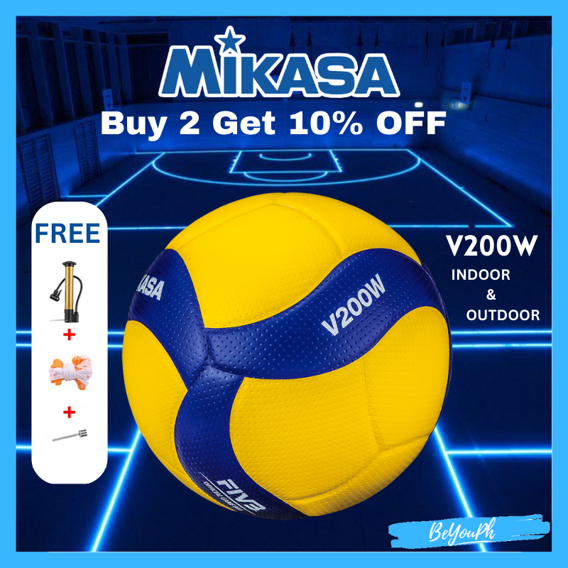 MIKASA's V200W Volleyball with Free Pin and Net Bag Indoor/Oudoor Size 5 Lazada PH