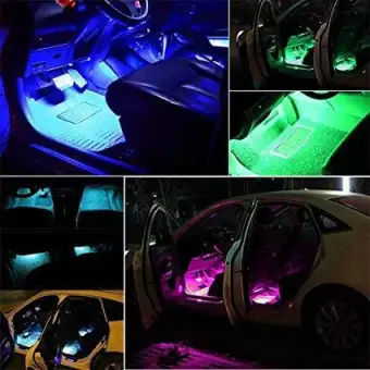 Magic Car Interior Lights W Sound Active Function Wireless Remote Control 4pcs Car Rgb Led Strip Light Led Strip Lights Colors Car Styling