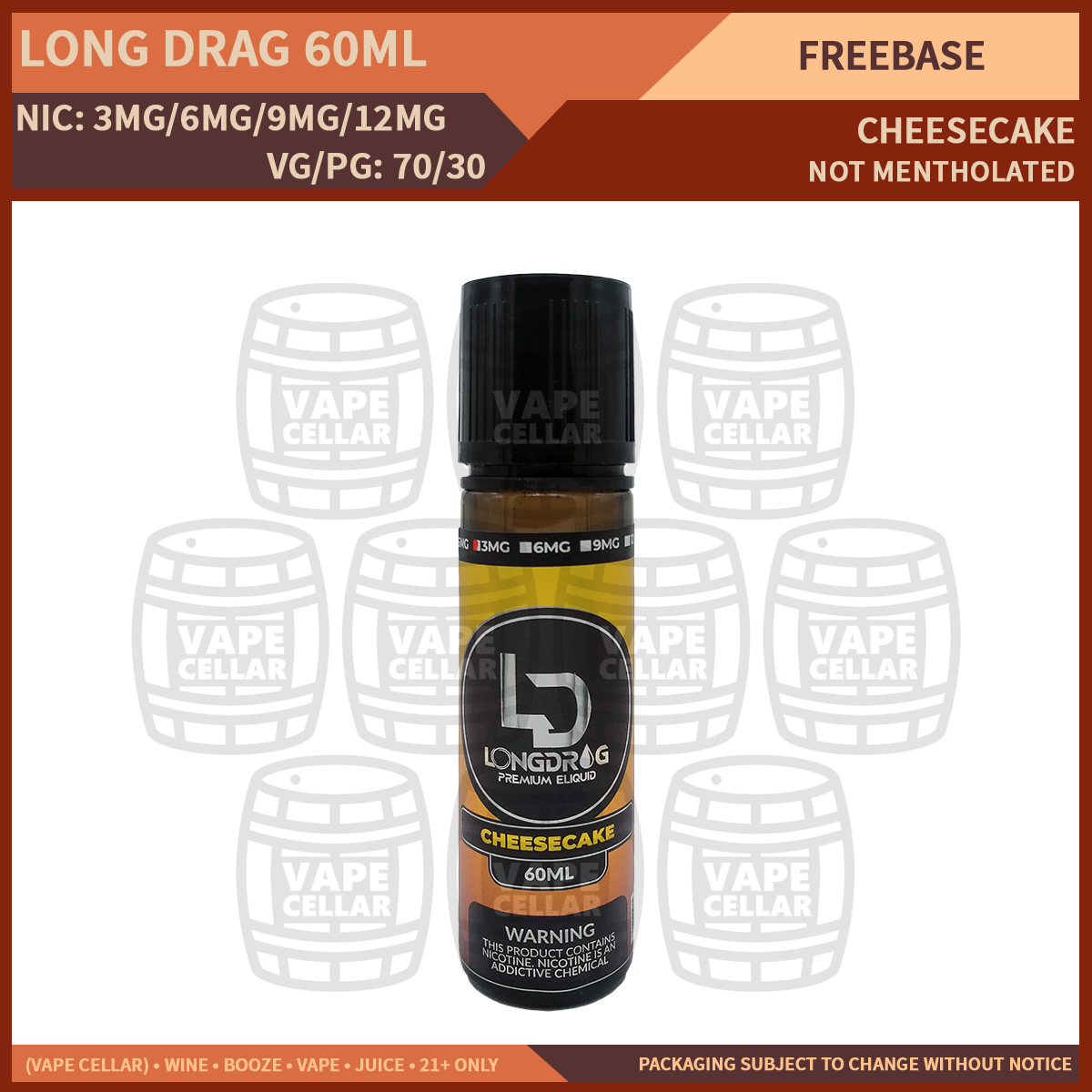 Long Drag 60ML Cheesecake (1.5 MG, 3 MG, 6 MG, 12 MG) Lazada PH