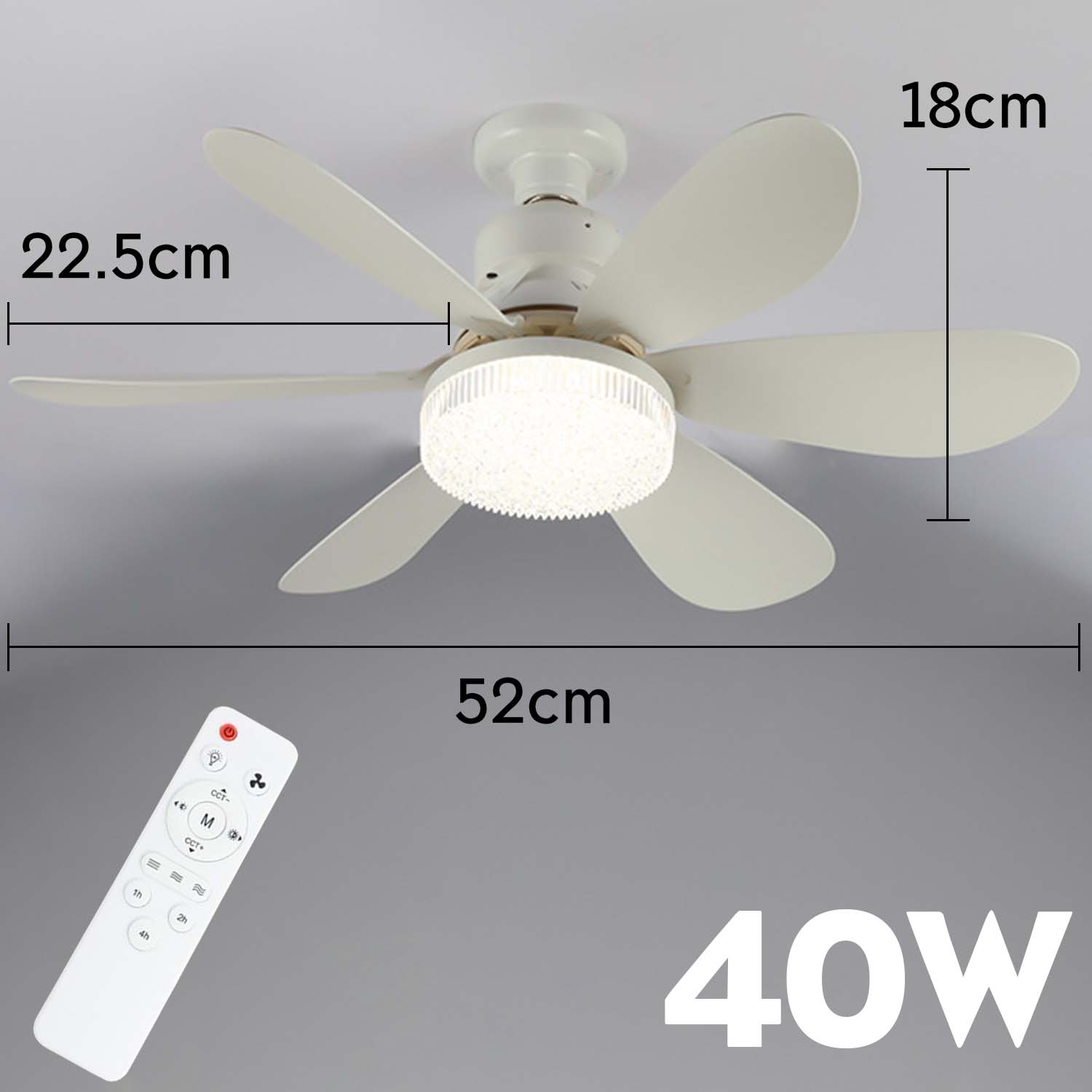 Ceiling Fan LED Ceiling Light with remote 2 IN 1 E27 Modern Design wind ...