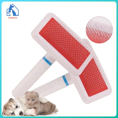 Pet Red Puppy Dog Cat Hair Grooming Comb Pet Gilling Brush Quick Clean Tool