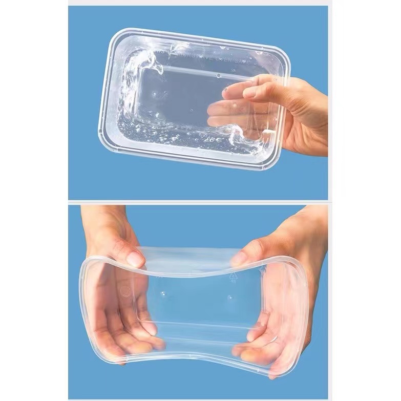 750ml Rectangular Disposable Plastic Container with Lids - SLV10