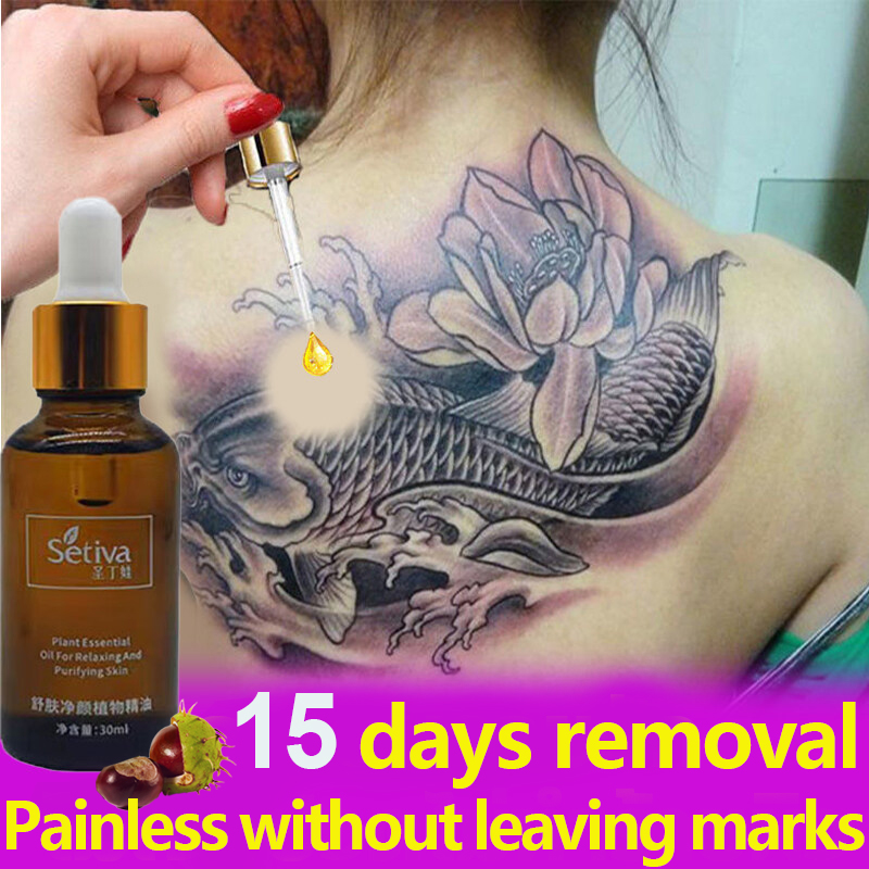 Gambar Original Setiva Permanent Tattoo Removal serum Tattoo Fading Agent , Painless Eyebrows Remove Tattoos,No Skin Damage,No Corrosion,No Scars,Tattoo Cleaner Water Visible Effect In 4 Weeks To Completely Remove The Tattoo 30ml