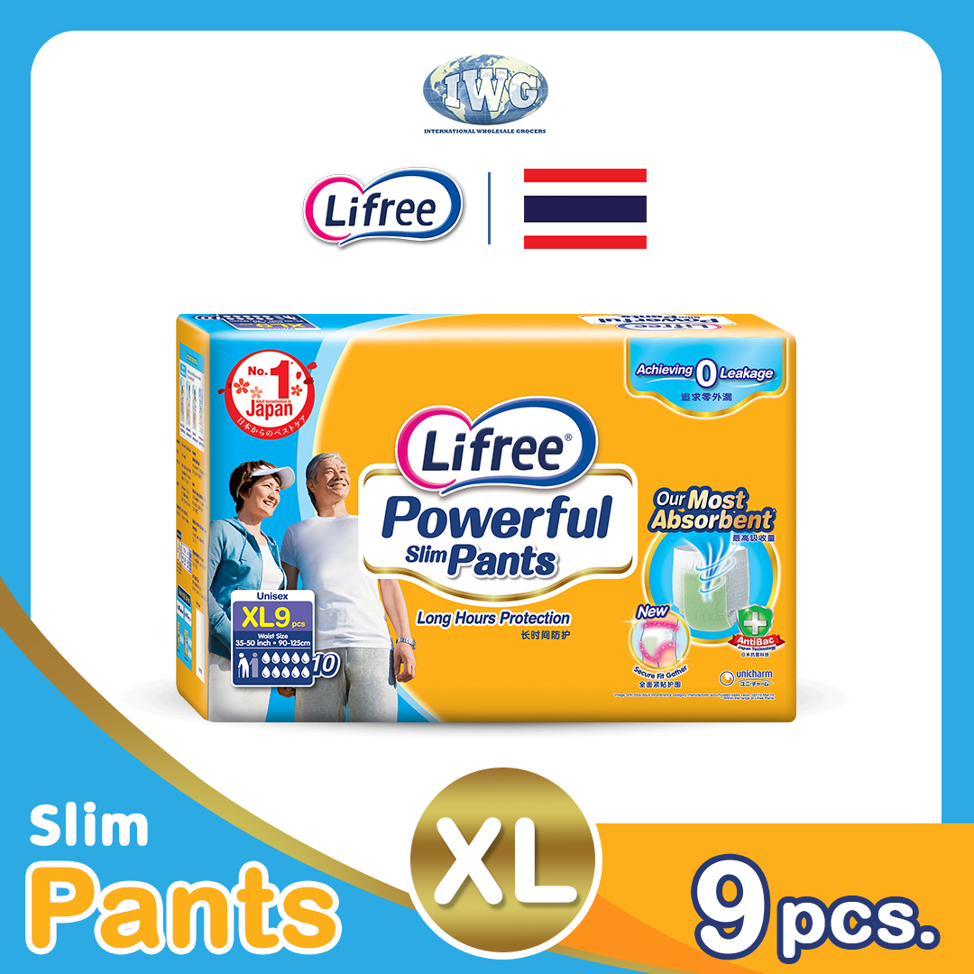 IWG LIFREE Powerful Slim Pants Unisex Adult Diaper XL 9pcs | Lazada PH