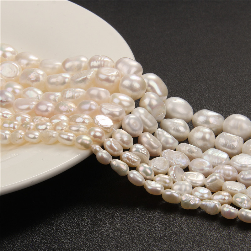 8-9mm charms natural freshwater white pearl baroque loose beads jewelry 15" AA 