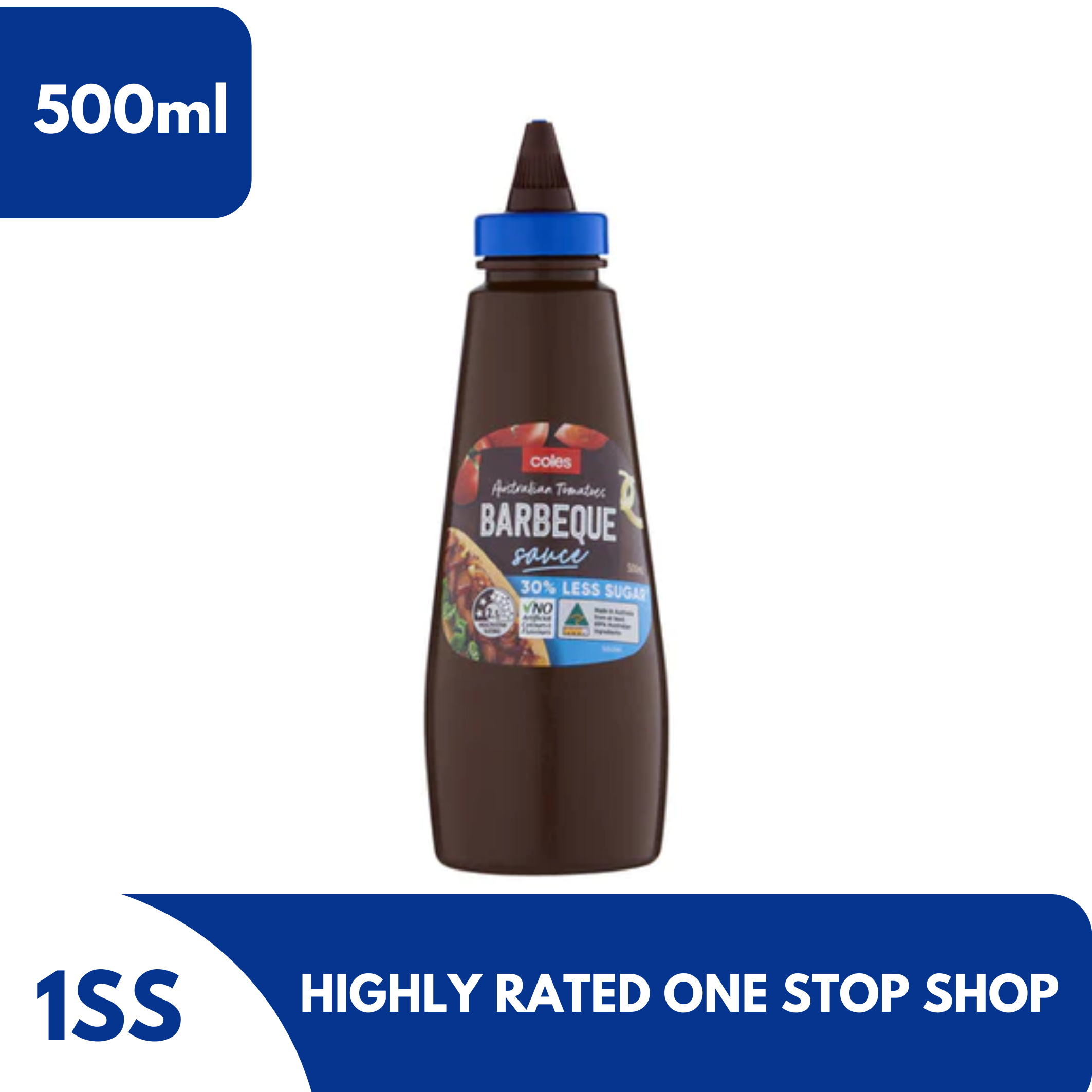 Coles Australian Tomatoes Barbecue Sauce 30% Less Sugar, 500ml