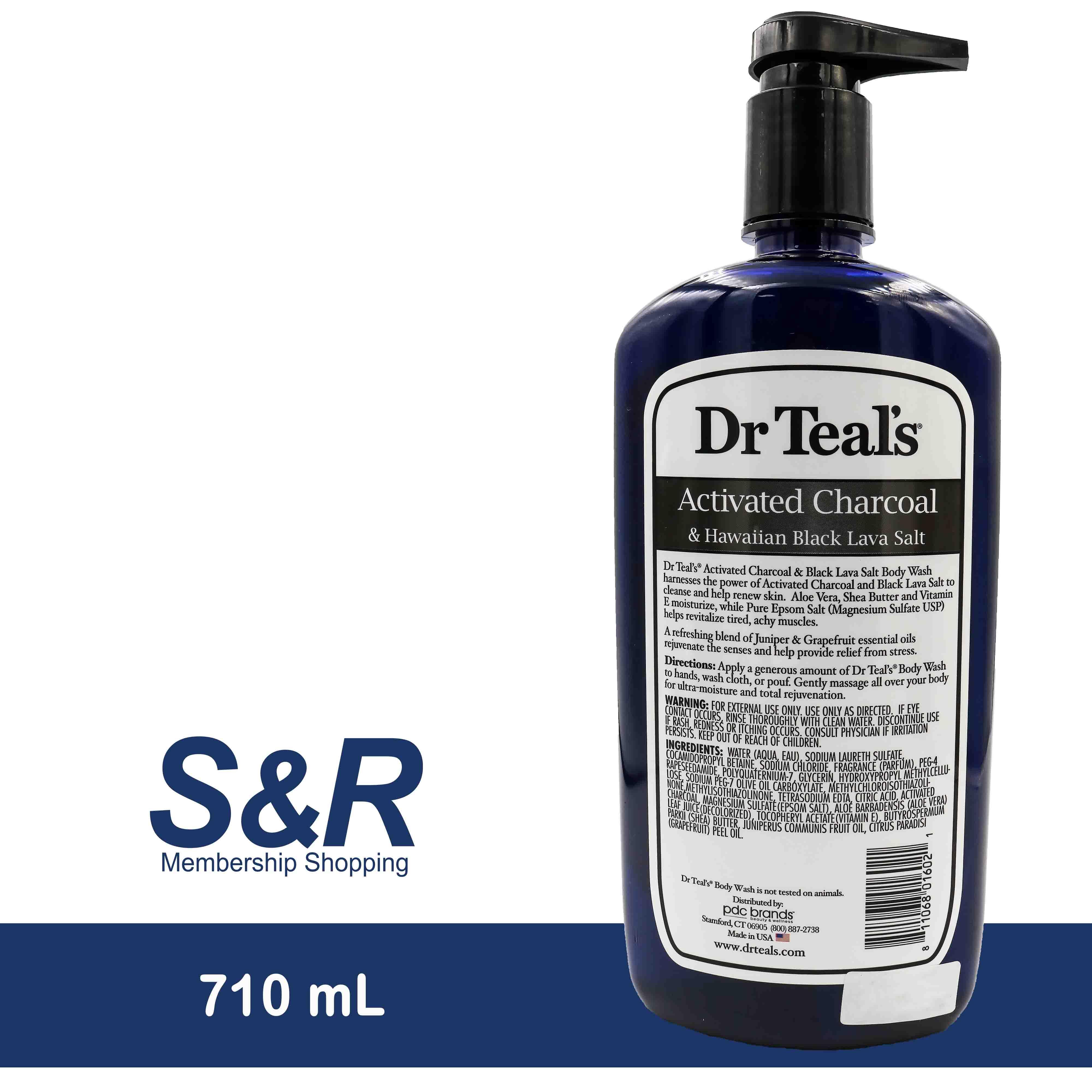 Dr. Teals Activated Charcoal Body Wash with Pure Epsom Salt 710 mL