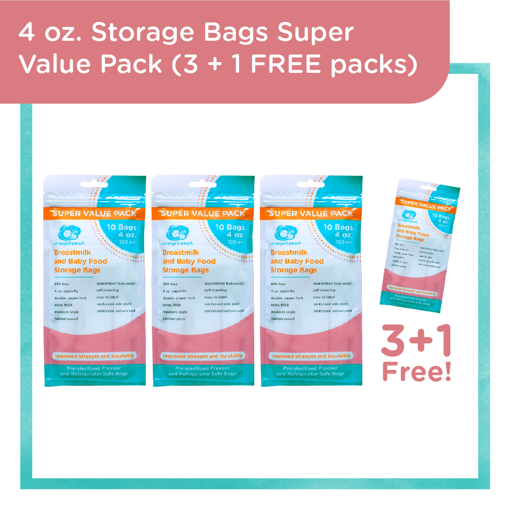 Orange and Peach 4 oz. Super Value Pack (3 + 1 FREE packs) Baby Milk