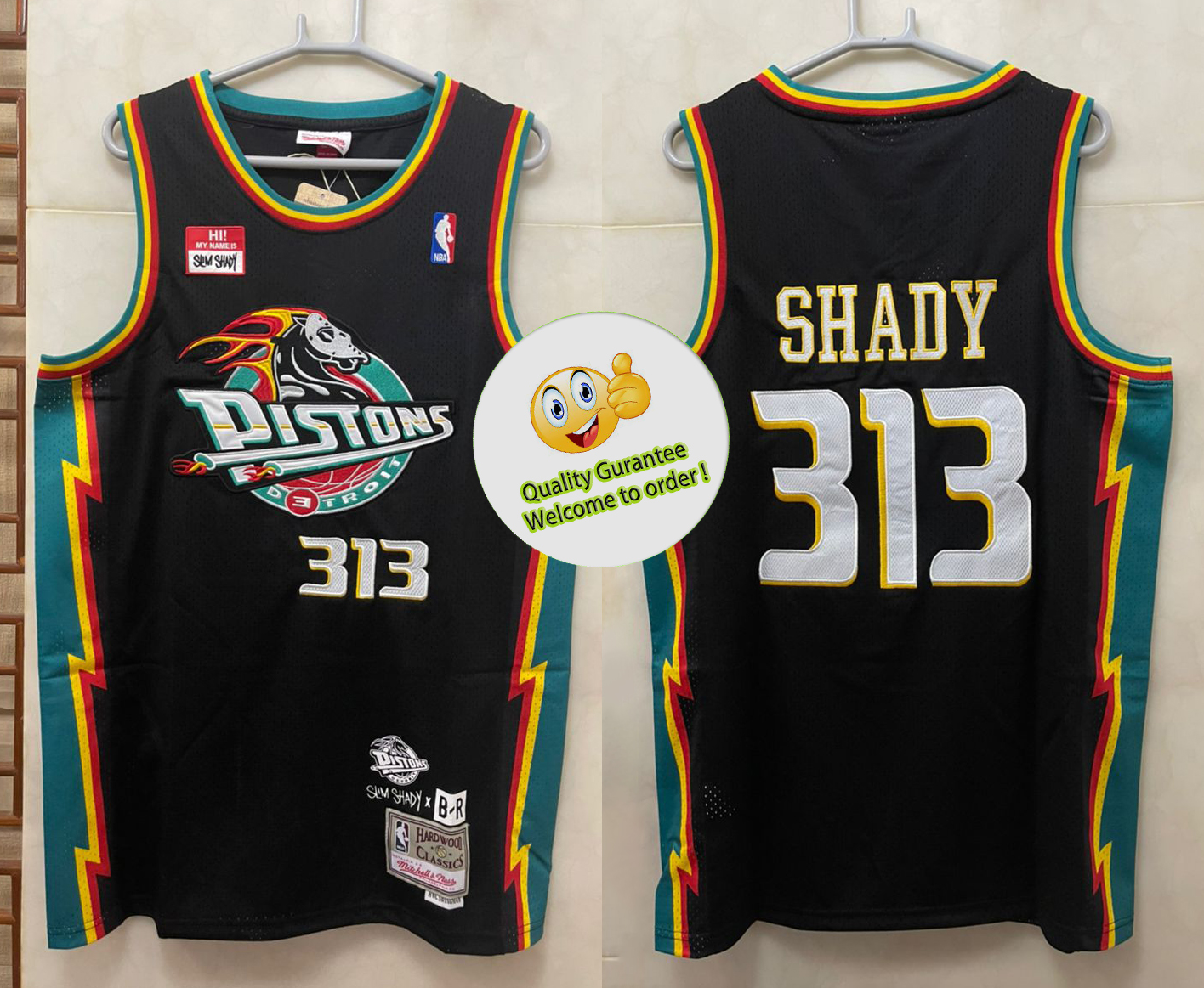 Slim Shady #313 Eminem X Detroit Pistons Remix ( Hardwood Classic Jersey)  Mitchell & Ness ☑️ Premium Quality ☑️ Stitch / High Density Embroidery, By Urban wear ph