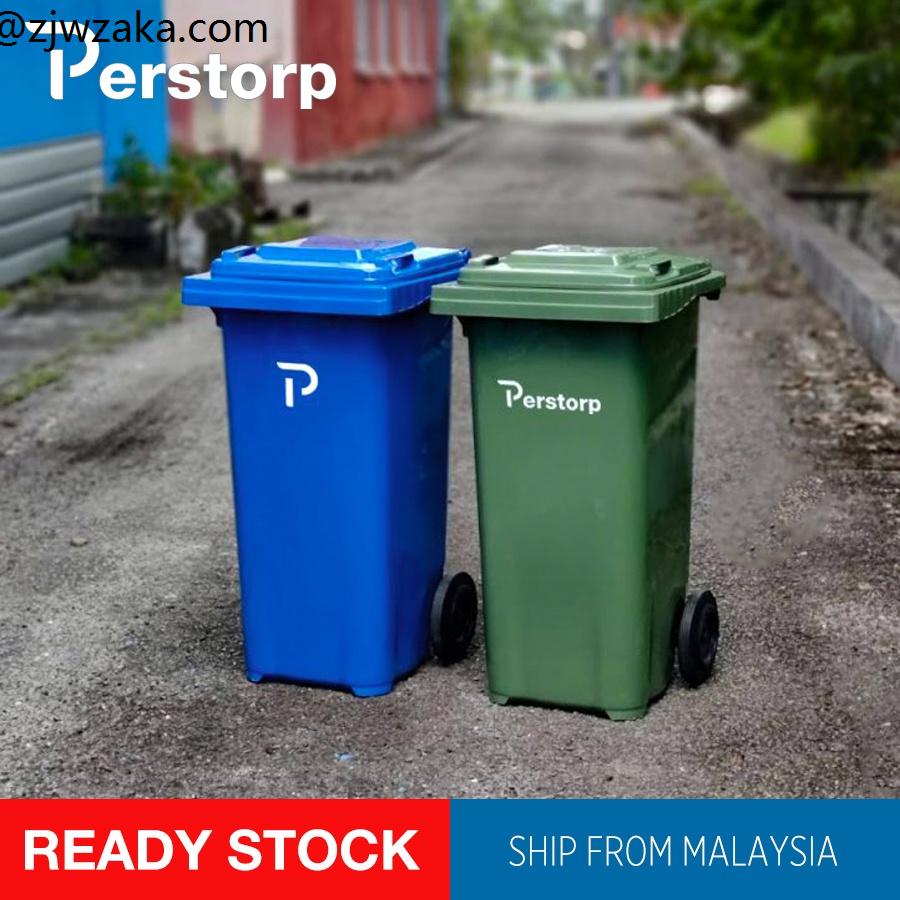 120L Mobile Garbage Bins Tong Sampah Beroda Green Outdoor Waste Bin