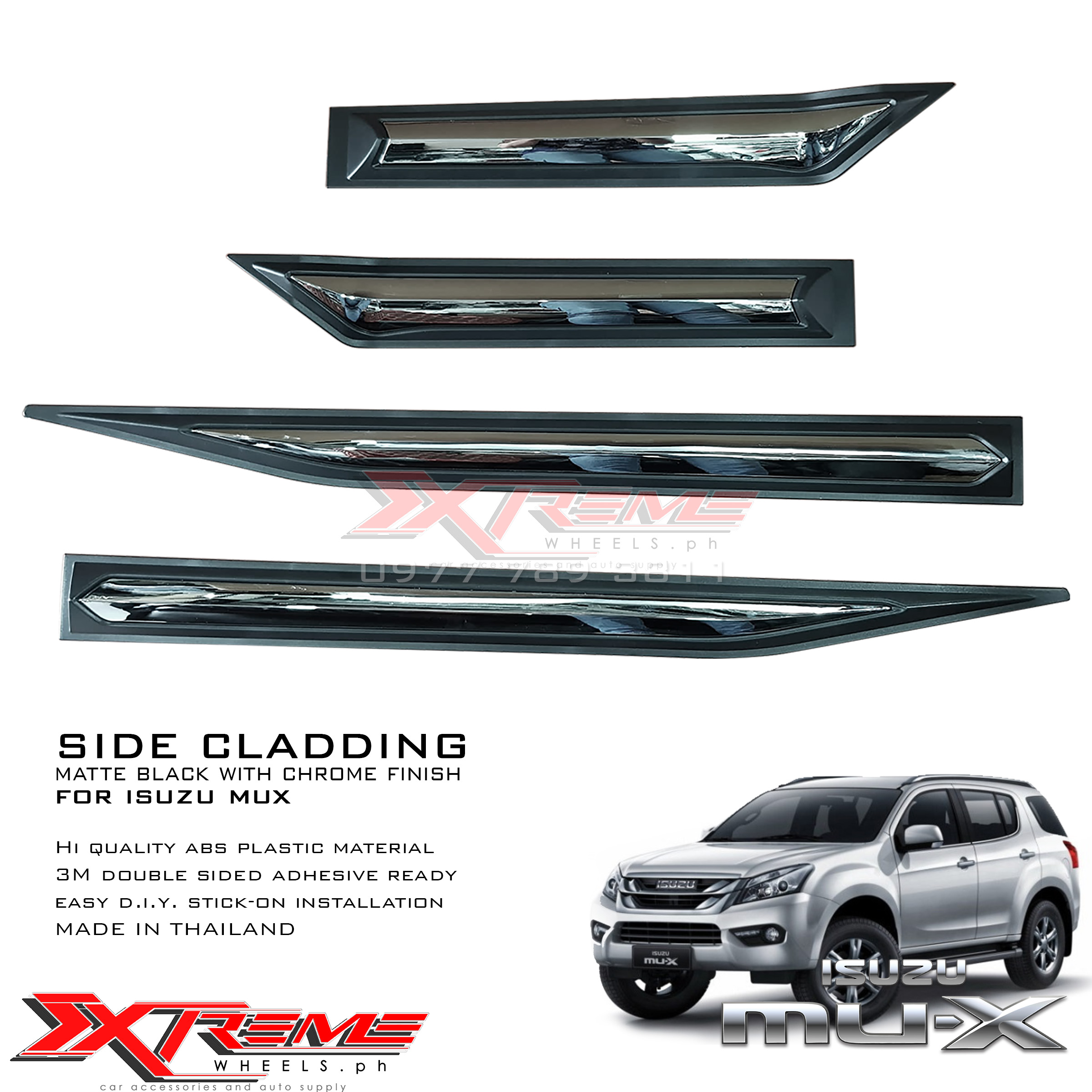 Isuzu MUX 20142021 2 tone chrome black side moulding / door cladding