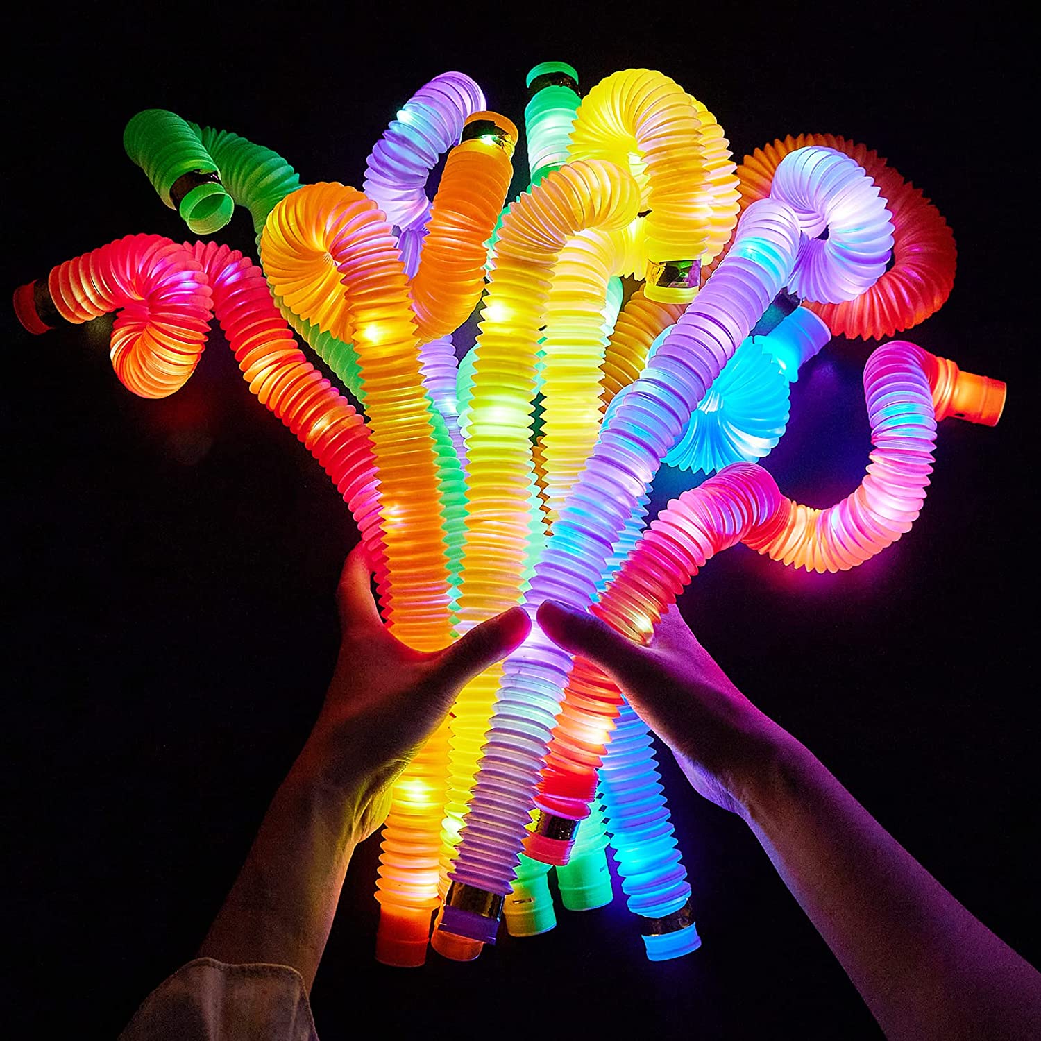 Light Pop Tubes LED Toy Glow In The Dark Tube Birthday Gifts Party All