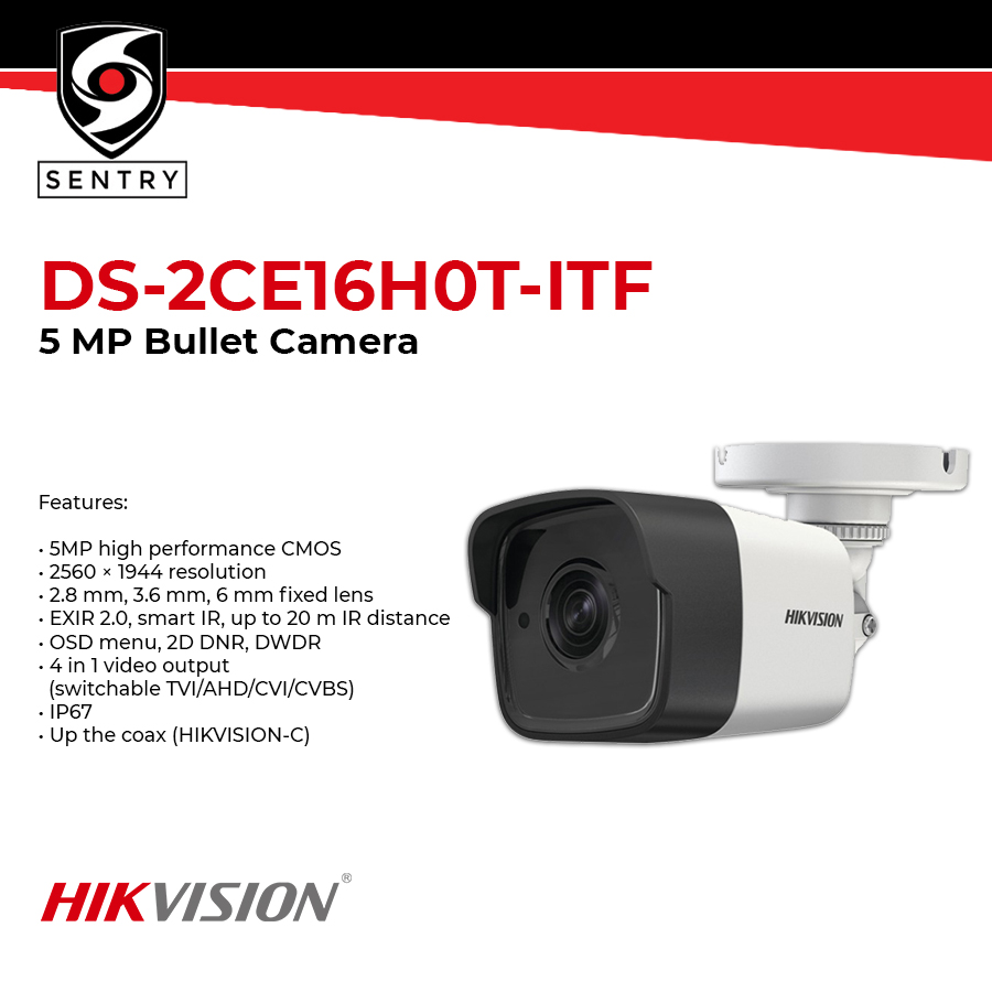 HIKVISION DS-2CE16H0T-ITF 5 MP Bullet Camera | Lazada PH