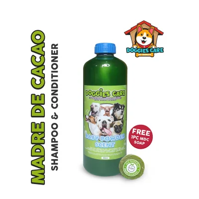 Madre de Cacao Shampoo & Conditioner with Guava Extracts 500ml - Baby Powder Green FREE MDC SOAP 1pc only Anti Mange, Anti Tick and Flea, Anti Fungal