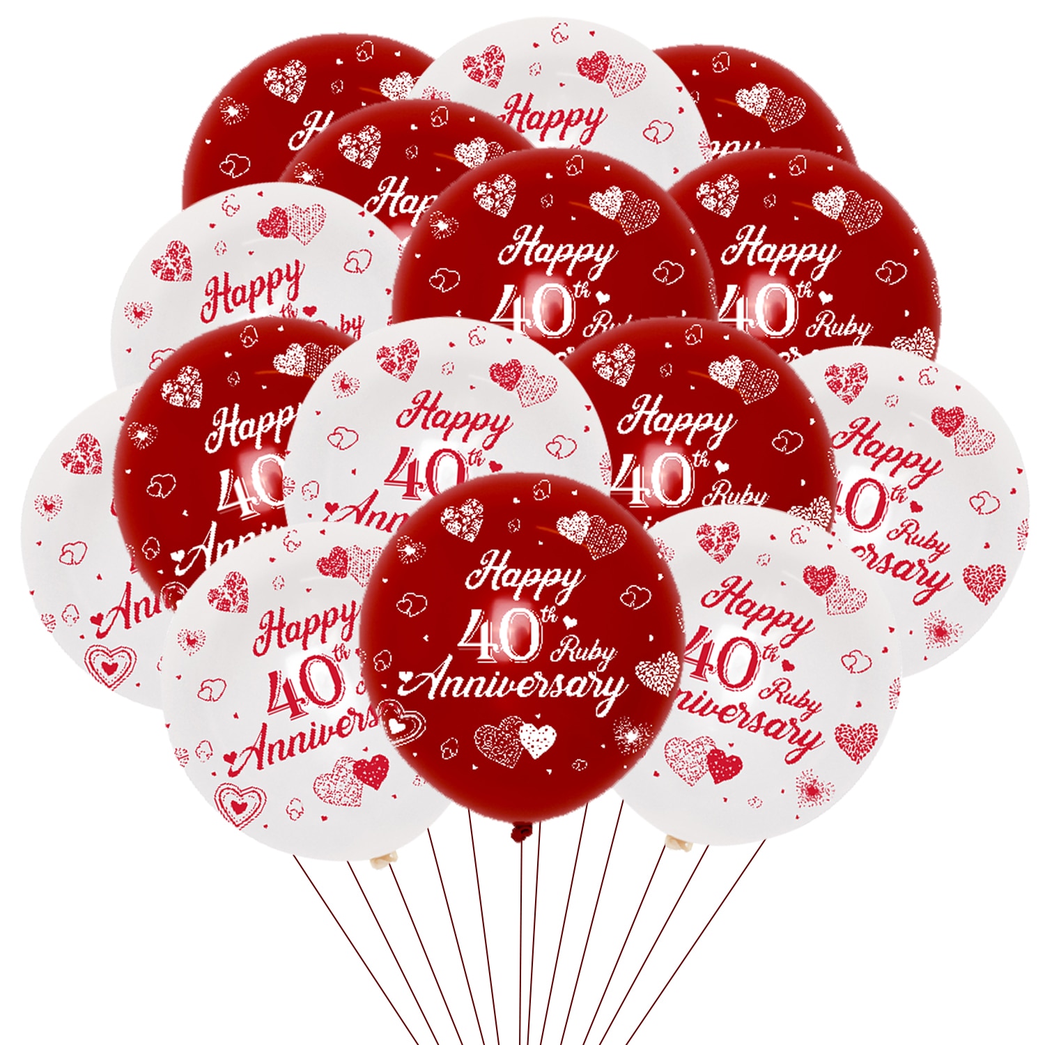 40th Anniversary Decorations Happy 40th Ruby Anniversary Red White ...