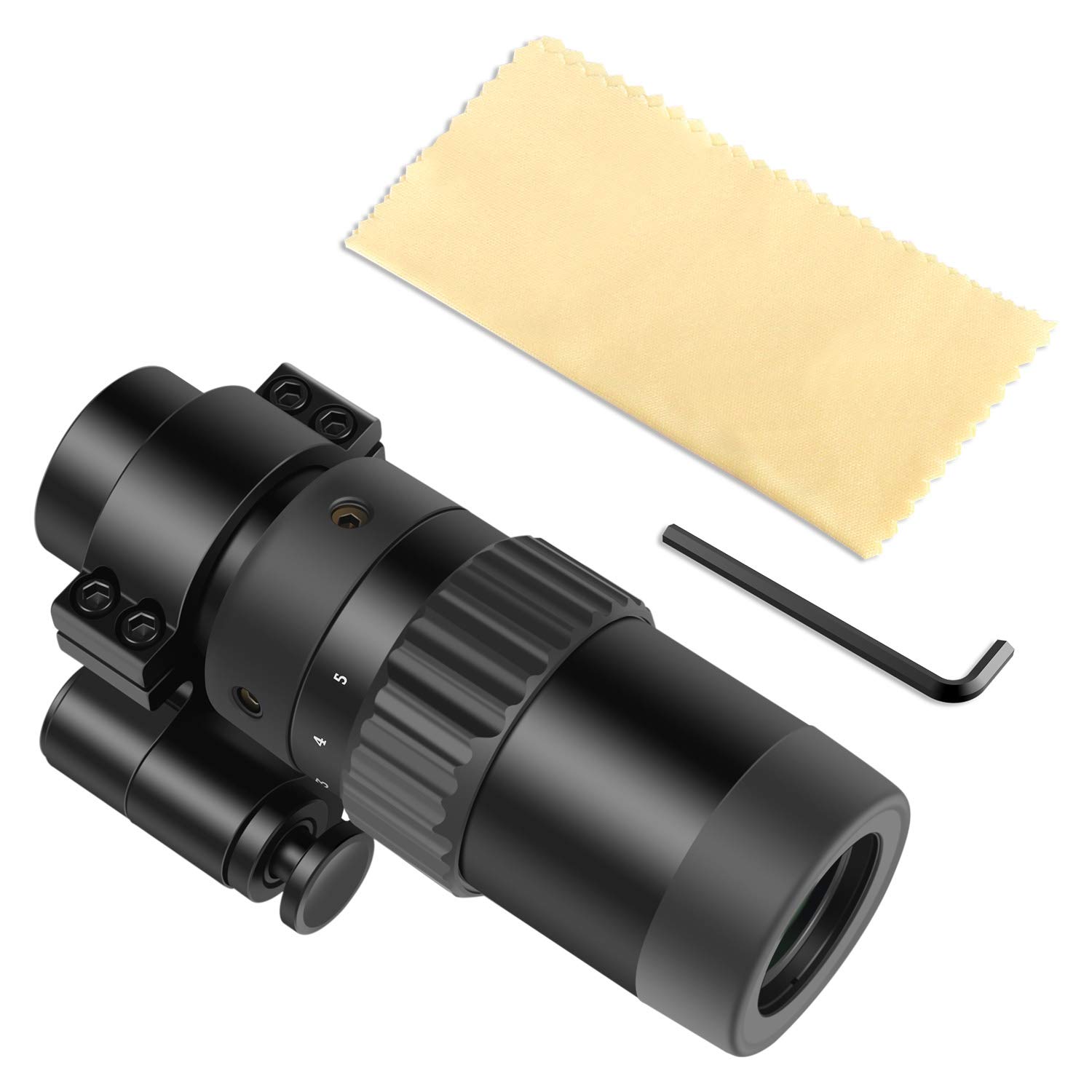 CVLIFE 1.5X 5X Focus Adjustable Red Dot Sight Optics Magnifier with Flip to Side Mount 
