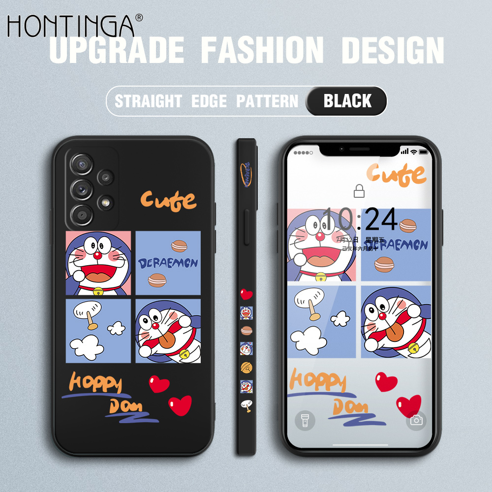 Hontinga vỏ trường hợp ốp cho samsung galaxy a52 4g 5g ốp hình vuông hoạt hình doraemon chính hãng dạng lỏng họa tiết cạnh bằng silicon mềm ốp bảo vệ toàn bộ camera ốp lưng ốp điện thoại, ốp mềm cho bé gái