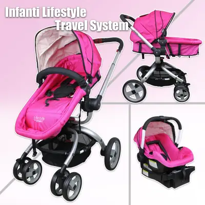Infanti Travel System Convertible Baby 4 Wheeled Cart Stroller with Reversible Seat and Bassinet