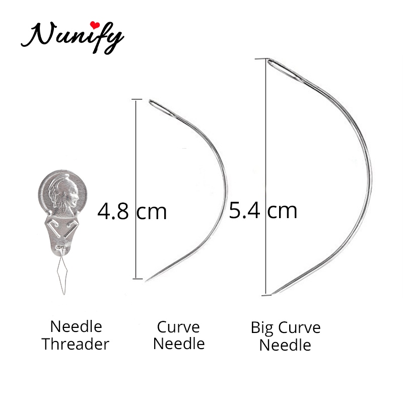 Nunify 4Pcs/Set Cotton Black Thread Sharp C-Curve Wig Needle/Hair