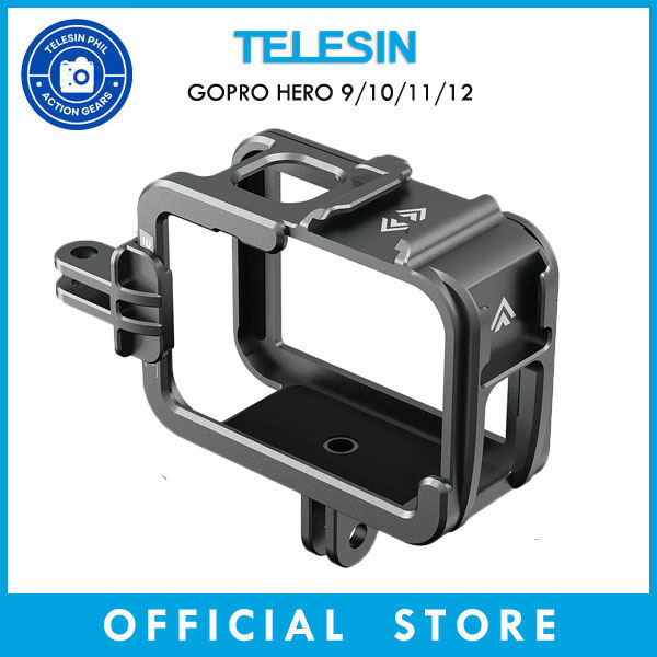 TELESIN Aluminum Cage Protective Case Frame Housing for GoPro Hero 12 11 10  9 Black, Fits Go Pro with ND CPL Lens Filter Max Lens on Camera, with Cold
