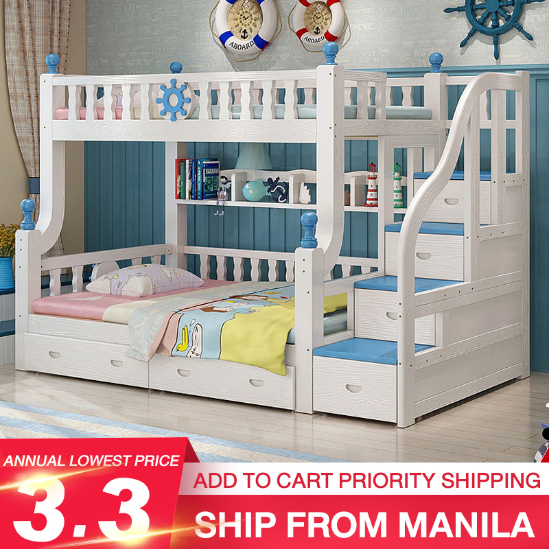 BAIERDI Solid wood high and low bunk bed Loft bed Bunk bed