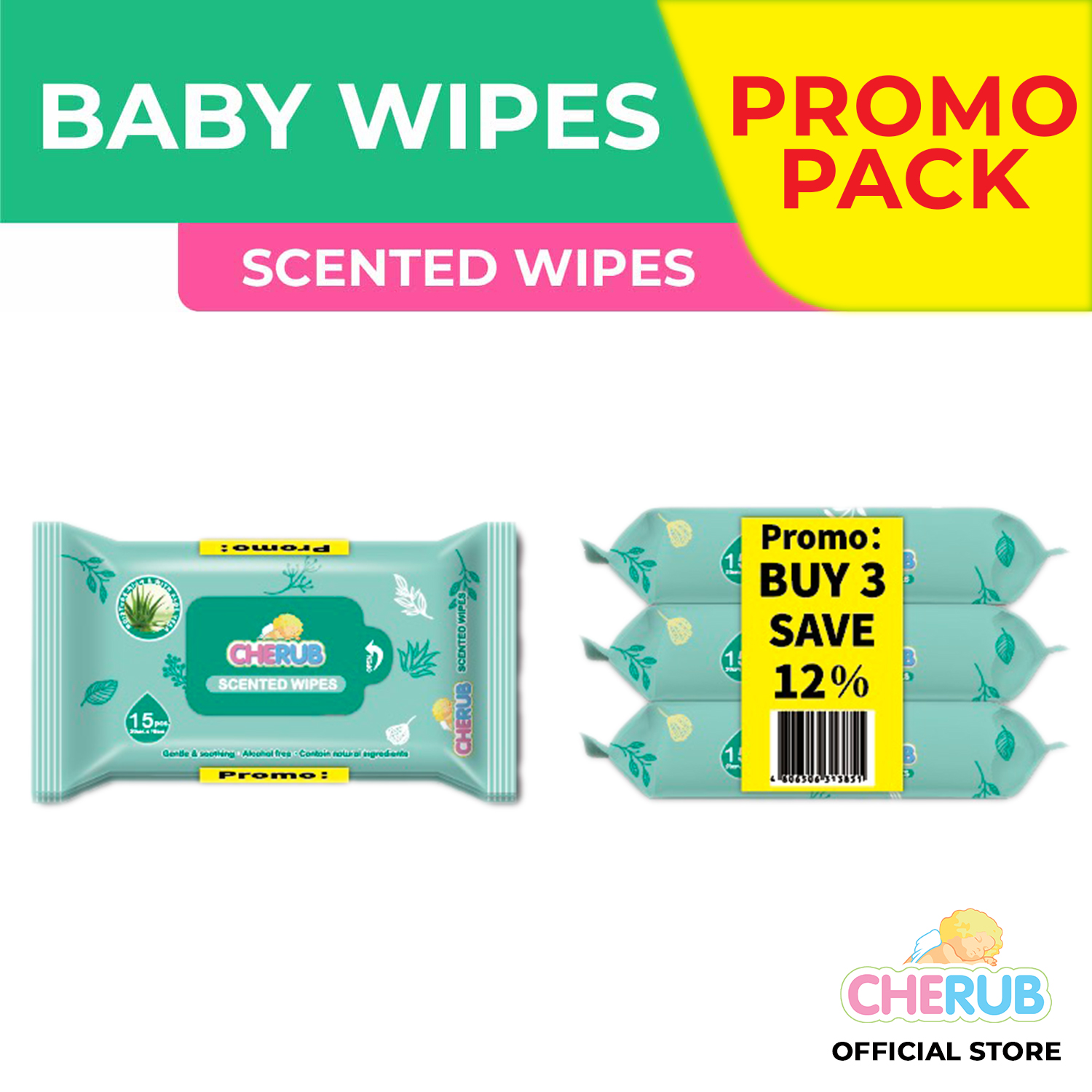Cherub Baby Wipes 15`s Scented promo pack Buy save 12% Lazada PH