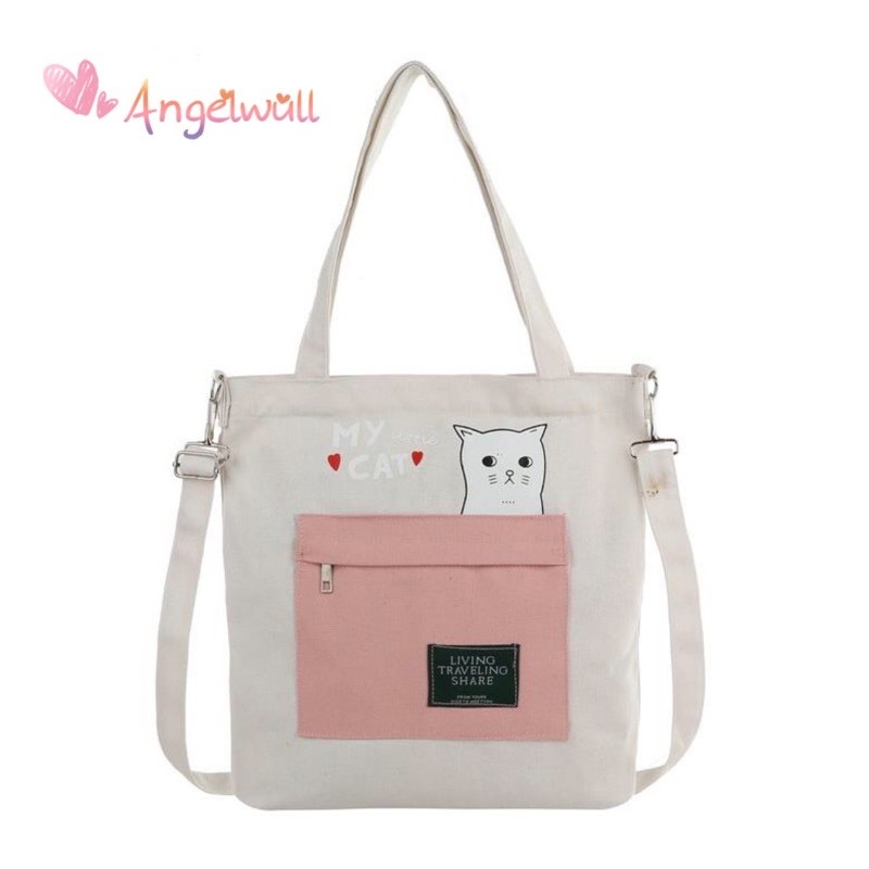 AW Korean Cute Canvas Shoulder Sling Bag with Zipper pocket Lazada PH
