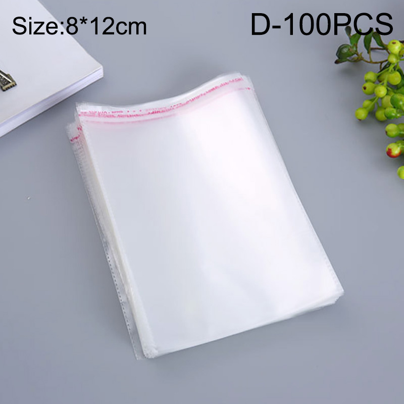 Nuoke 100pcs Opp Bag Storage Bags Transparent Self adhesive Bag Home Plastic Resealable Packaging Bags