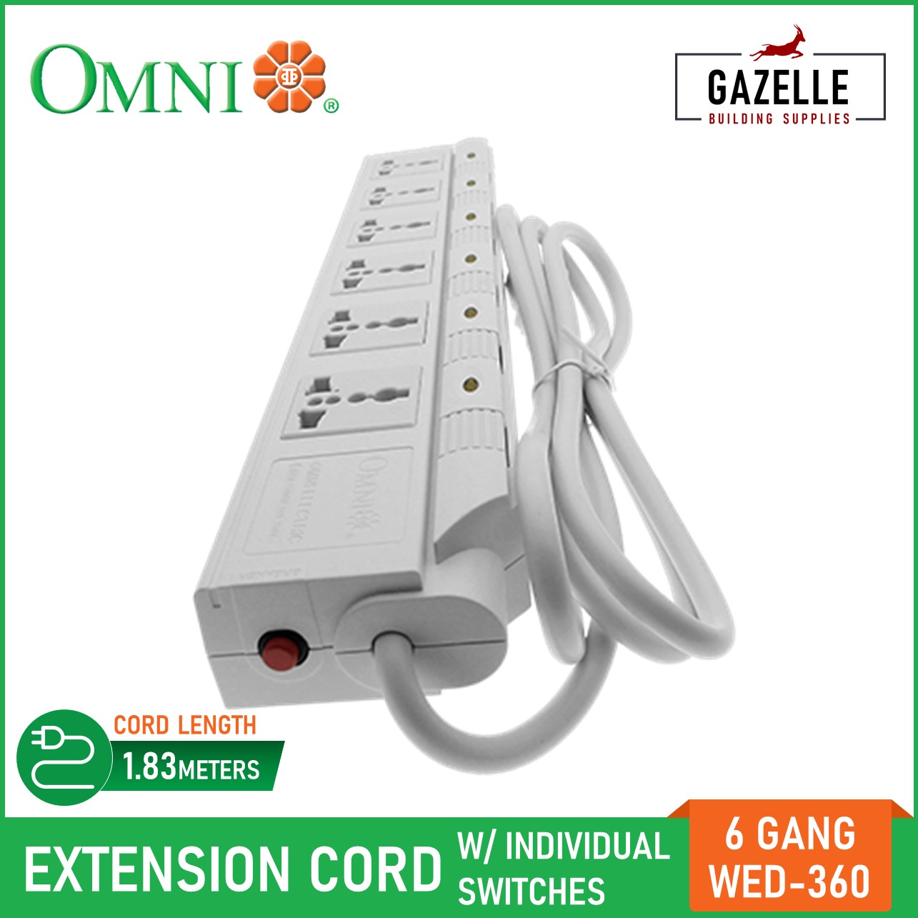 Omni Extension Cord With Individual Switch