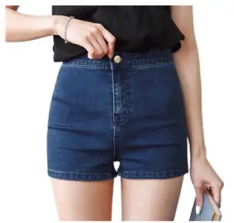 high waist maong shorts