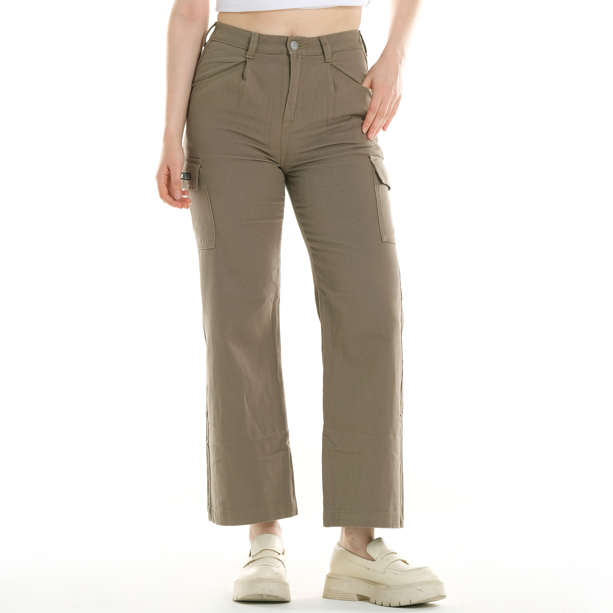 Buy Women's Lee Cooper Solid Cargo Pants with Button Closure and Pockets  Online | Centrepoint Oman