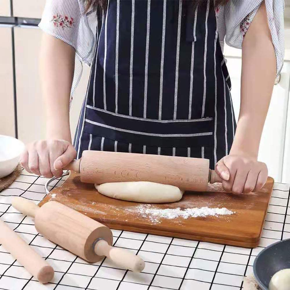 Aisunlli Rolling Pin For Baking Wood Rolling Pin Adjustable Rolling Pin with Thickness Rings Pizza Pie and Cookies Fondant Large Rolling Pins for Baking Dough 