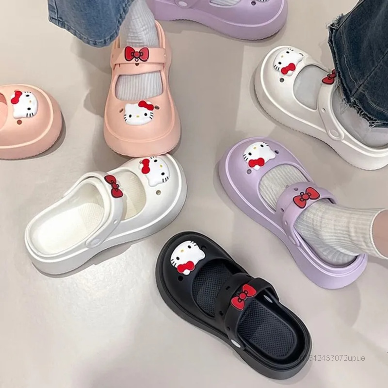 ✟❧ Sanrio Hello Kitty Sandals Platform Hole Shoes Women Fashion